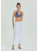 Adjustable Waist White Yoga Pants with Rope Detail 4582